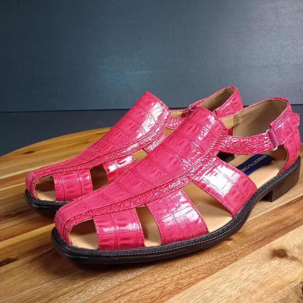 Roberto Chillini Faux Gator‎ Dress Shoes Pimp Shoes Unique Sandals Pink Sz 10.5
